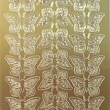 Etikety samolepící - Motýlci 32 ks zlato