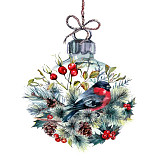 Ubrousek na decoupage - vzor 4463 ptáček a vánoční ozdoba