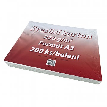 A3 Čtvrtky - kreslící karton bílý 200 ks 220g /m2