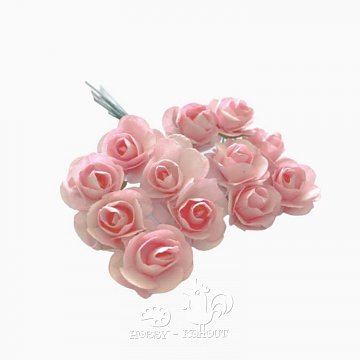 Drobné růžičky 2 cm - svazek 12 ks růžové