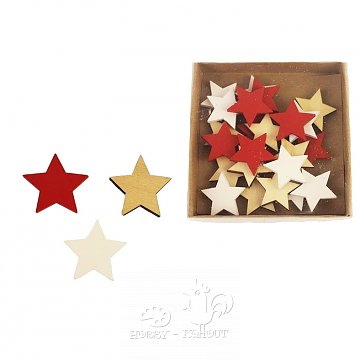 Dřevěná dekorace - hvězdičky mix 24 ks