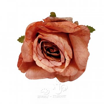 Dekorace květ růže 8 cm / 1 ks starorůžová mačkaná