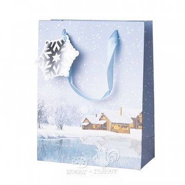 Dárková taška vánoce 23x18 cm - domečky