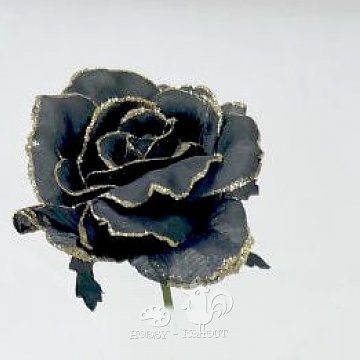 Dekorace květ růže 9 cm / 1 ks černá glitr