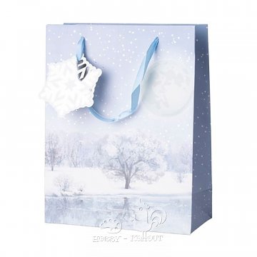 Dárková taška vánoce 23x18 cm zimní krajina - strom