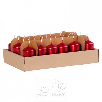 Svíčky adventní box metalické 24 ks červené, poslední 1 balení