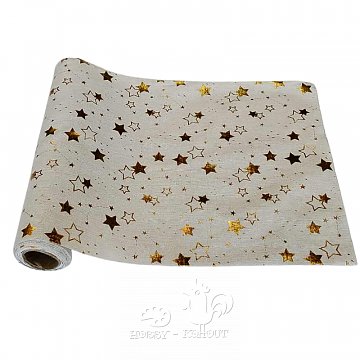 Juta role s potiskem 36 cm hvězdy zlaté 1 m