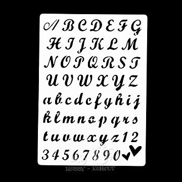 Šablony na malování: Abeceda malá a velká + číslice, srdíčka 17,5 x 12,5 cm