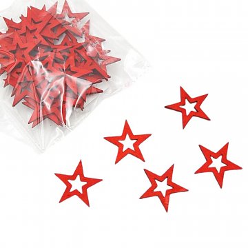 Dřevěné dekorace - hvězdičky 3 cm / 40 ks červené
