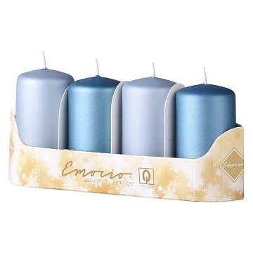 Svíčky adventní metalické 4 ks modré mix
