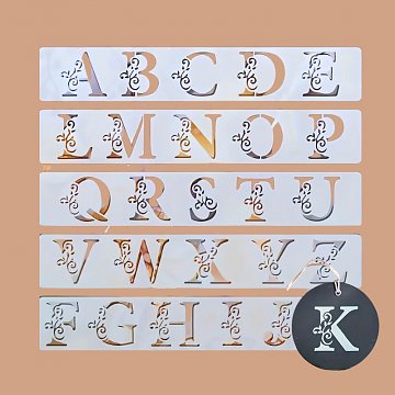 Šablony na malování 5 ks: Abeceda ozdobná ornamenty