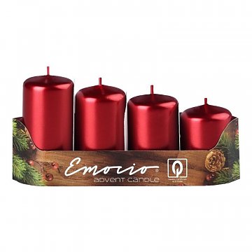 Svíčky adventní schody - červené metalické