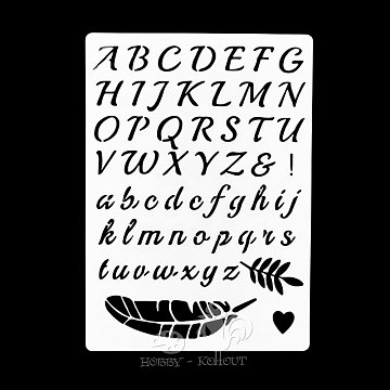 Šablony na malování: Abeceda malá a velká, peříčko 17,5 x 12,5 cm