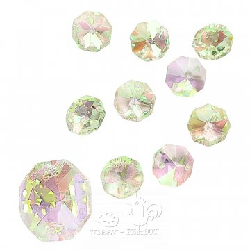 Broušenka sklo duhový osmihran 15 mm / 1 ks