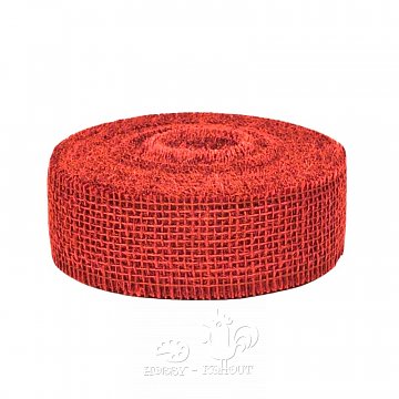 Juta stuha š. 5 cm, návin cívka 25 m - červená