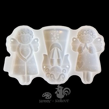 Forma silikonová - 3 Andílci vánoční dekorace 19,5x11,5cm