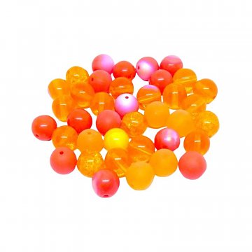 Korálky mačkané sklo 8mm - oranžová mix 30 ks