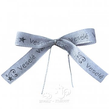 Stuha 15 mm - Veselé vánoce šedá 1 m