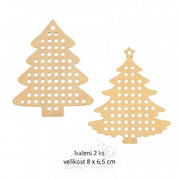 8 cm Dřevěný stromek na drátování, balení 2 ks mix