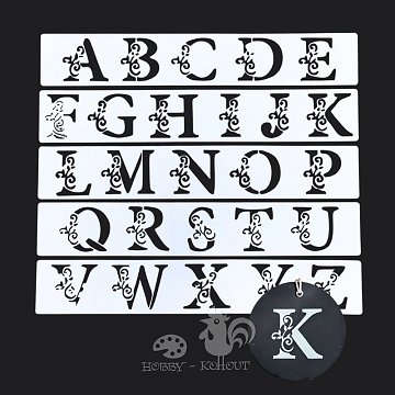 Šablony na malování 5 ks: Abeceda ozdobná ornamenty