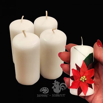 Svíčky adventní 4 ks bílé / 7x3,5cm