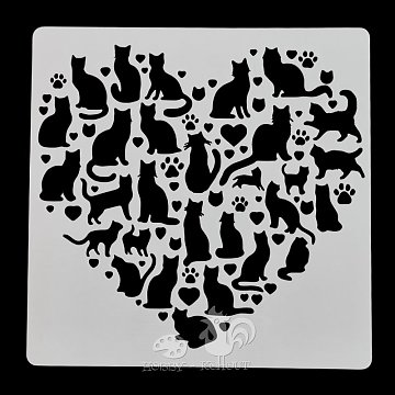 Šablony na malování: Kočky srdíčko 15x15cm