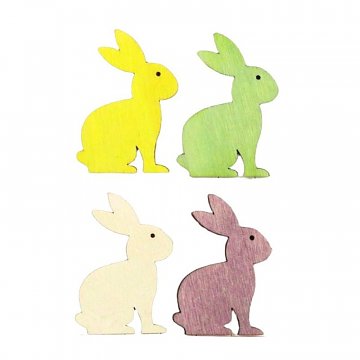 Dřevěný zajíček 4 cm, balení 4 ks - mix barev