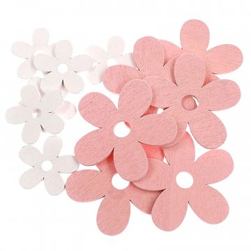 Dekorace dřevo kytičky 3 - 5 cm / 12 ks mix