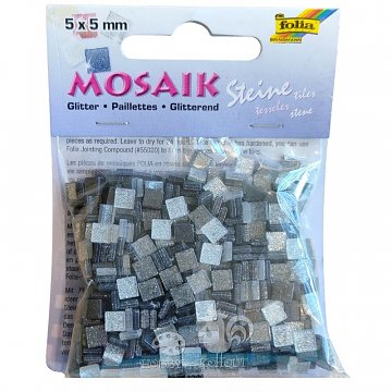 Mozaika plastová 0,5 x 0,5 cm třpytky - šedá, poslední 1 ks