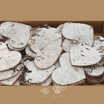 Dekorace bříza srdce 4 cm / 5 ks