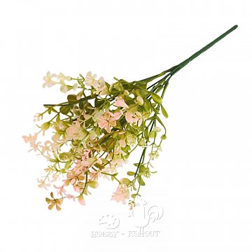Dekorace - větvička zelená, růžová 34 cm