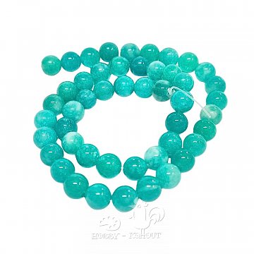 Minerály korálky 8 mm - chalcedon modrozelený 22 ks