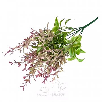 Dekorace - větvička zelená, fialová 35 cm