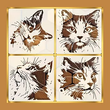 Šablony na malování: Kočky hlavy 15 cm / 4 ks