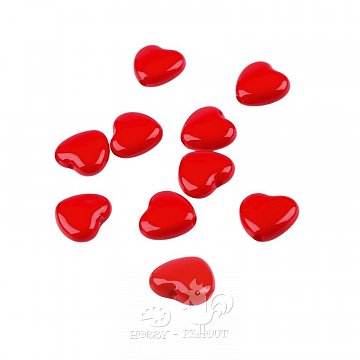 Korálky srdíčka plast - červená 12 mm / 10 ks