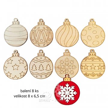 Dekorace dřevo k vymalování - Vánoční ozdoby sada 8 ks