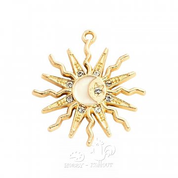 Kovový přívěsek - sluníčko 30x25 mm zlatá barva