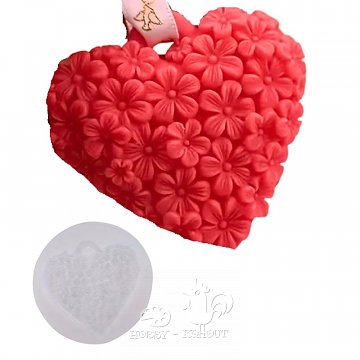 Forma silikonová - srdíčko s kytičkami 1 ks