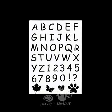 Šablony na malování: Abeceda + číslice, tlapka 17,5 x 12,5 cm