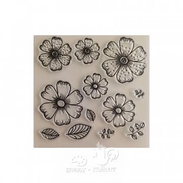 Razítko silikon 10x10 cm Květiny