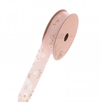 Jarní stuha s kopretinami š. 2,5 cm - růžová sv. 1 m