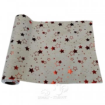 Juta role s potiskem 36 cm hvězdy červené 1 m