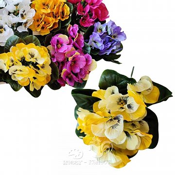 Dekorace - macešky pugét 14 květů, náhodný mix barev