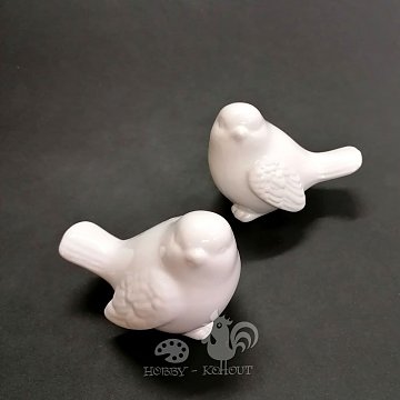 Ptáček bílý - glazovaná keramika 3x4x5 cm
