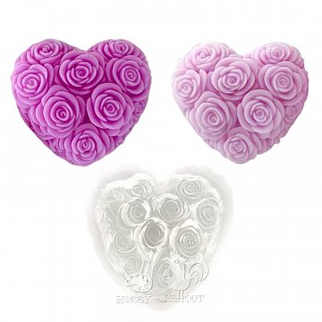 Forma silikonová - srdíčko s růžemi 1 ks