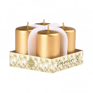 Svíčky adventní metalické 4 ks zlaté malé