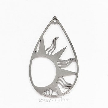 Kovový přívěsek - slunce kapka 40x24 mm chir. ocel