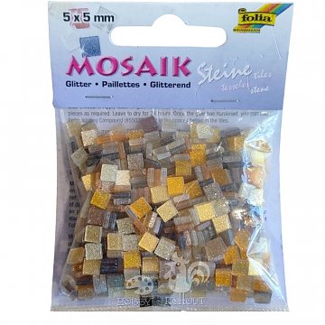 Mozaika plastová 0,5 x 0,5 cm třpytky - zlatá, hnědá, poslední 1 ks