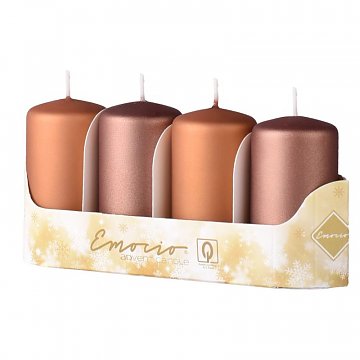 Svíčky adventní metalické 4 ks hnědé mix