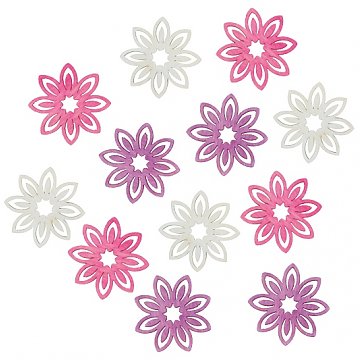 Dřevěné dekorace - kytičky 12 ks